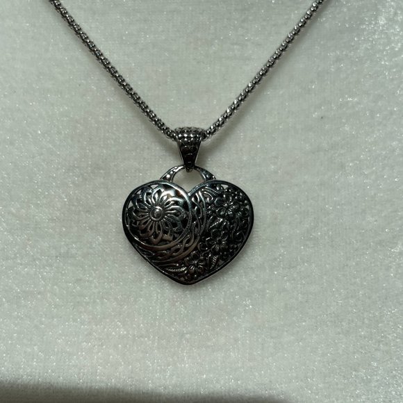 Sterling Silver Heart Pendant Necklace - Picture 2 of 5